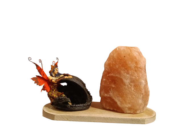 Lampada di Sale Himalaya con drago e fata