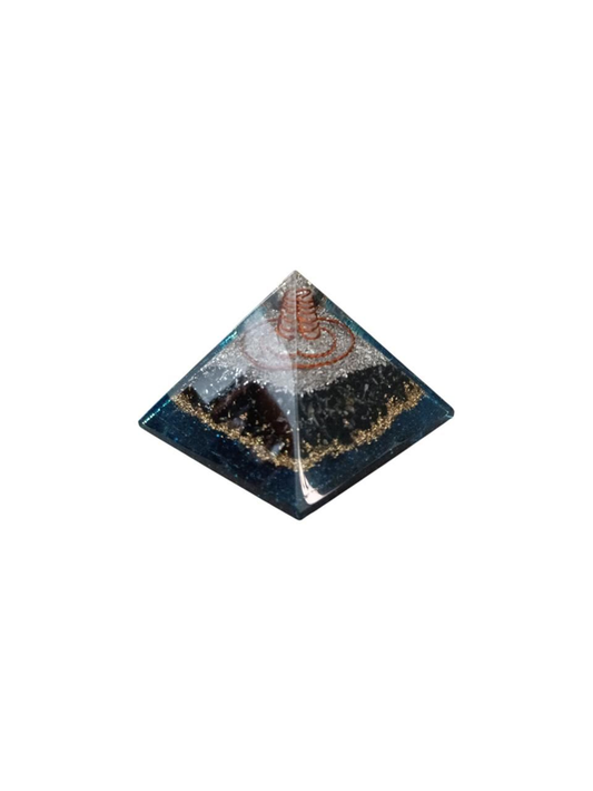 Piramide Orgonite Spirale - Tormalina e Quarzo Ialino