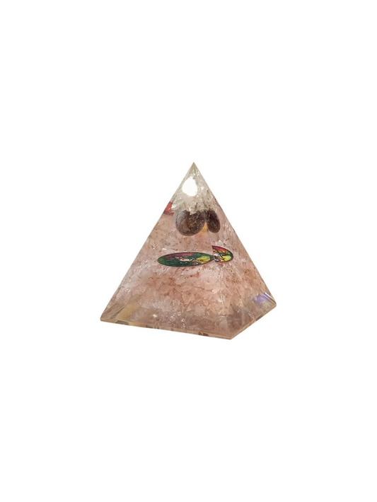 Piramide Orgonite Pentacolo - Quarzo Rosa Sfera in Ametista e Quarzo Ialino