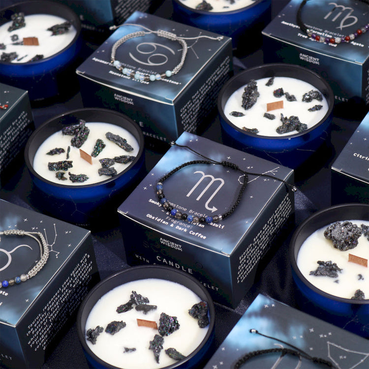 Candele profumate con Bracciale in Pietra Segno zodiacale
