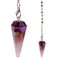 Pendolo a punta in Ametista e catenina 7 Chakra