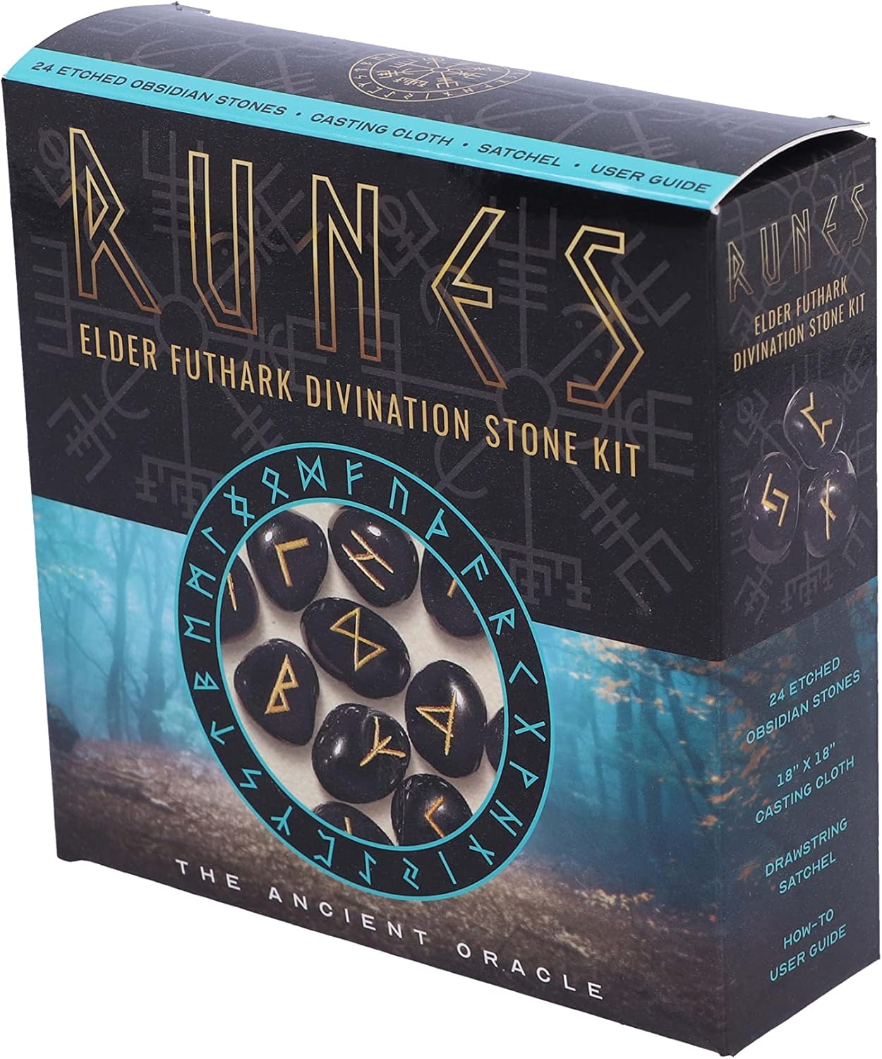 Rune  Elder Futhark Divination Stone Kit Nero - Nemesis Now