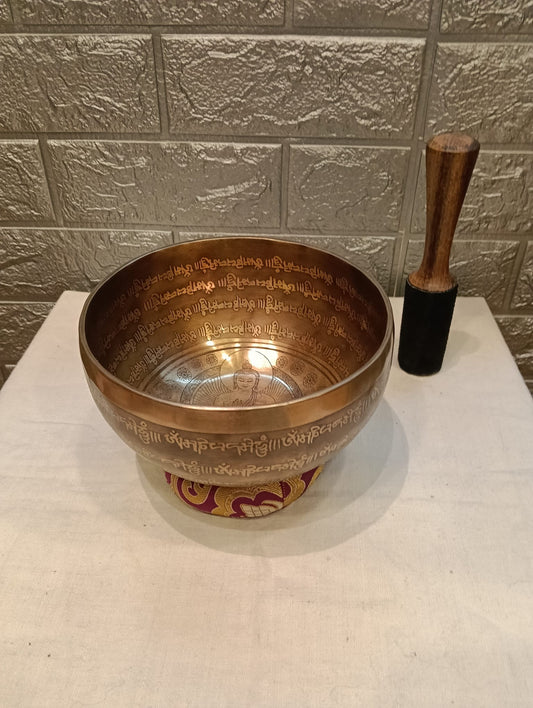 Campana tibetana artigianale decorata – Ø 16 cm