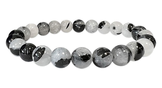 Bracciale Energetico Cristallo di Rocca  Tormalinato 8mm "A"