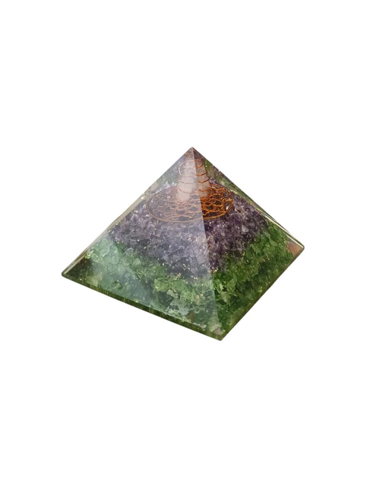 Piramide Orgonite Fiore della Vita - Avventurina Ametista Quarzo Ialino