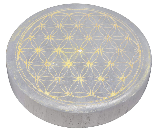 Piattino selenite fiore della vita