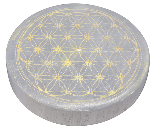 Piattino selenite fiore della vita