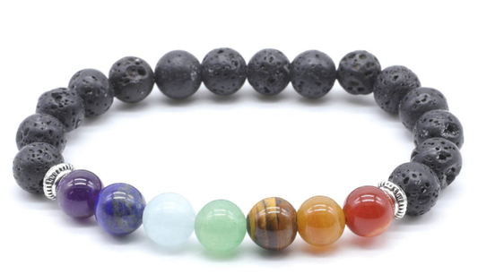 Bracciale Energetico 7 Chakra con pietra lavica 8mm "A"